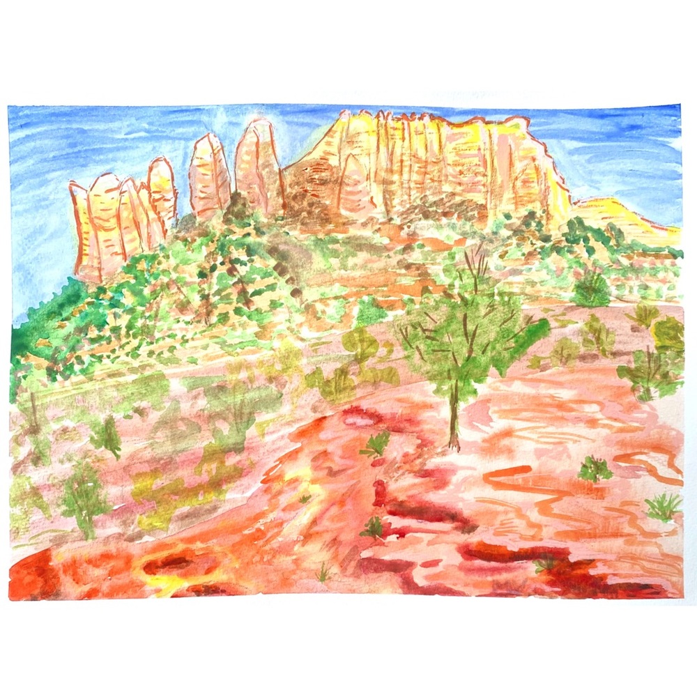 Sedona Arizona Landscape Watercolor Painting Arts - Picture 1 of 9